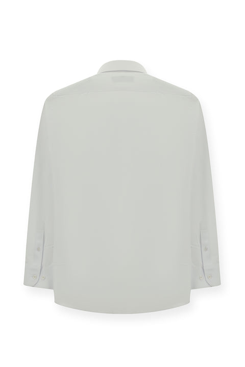 Beyaz Uzun Kol Slim Fit Klasik Yaka Pamuklu Kolay Ütülenebilir Oxford 4 Mevsim Gömlek