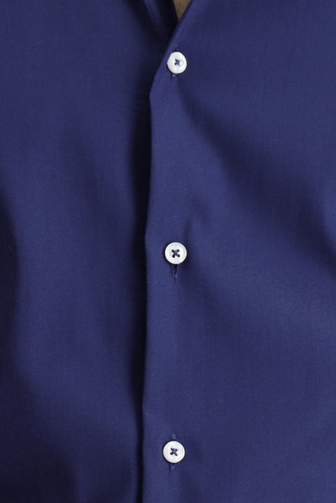 Koyu Lacivert Techno-Line Uzun Kol Slim Fit Dar Kesim Klasik Gömlek