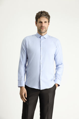  Açık Mavi Techno-Line Uzun Kol Slim Fit Dar Kesim Klasik Gömlek