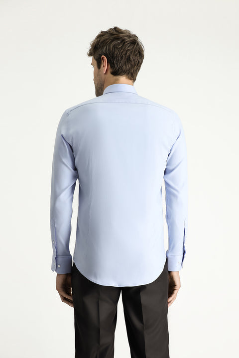 Açık Mavi Techno-Line Uzun Kol Slim Fit Dar Kesim Klasik Gömlek