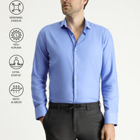 Koyu Mavi  Techno-Line Uzun Kol Slim Fit Dar Kesim Klasik Gömlek
