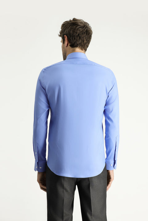 Koyu Mavi  Techno-Line Uzun Kol Slim Fit Dar Kesim Klasik Gömlek