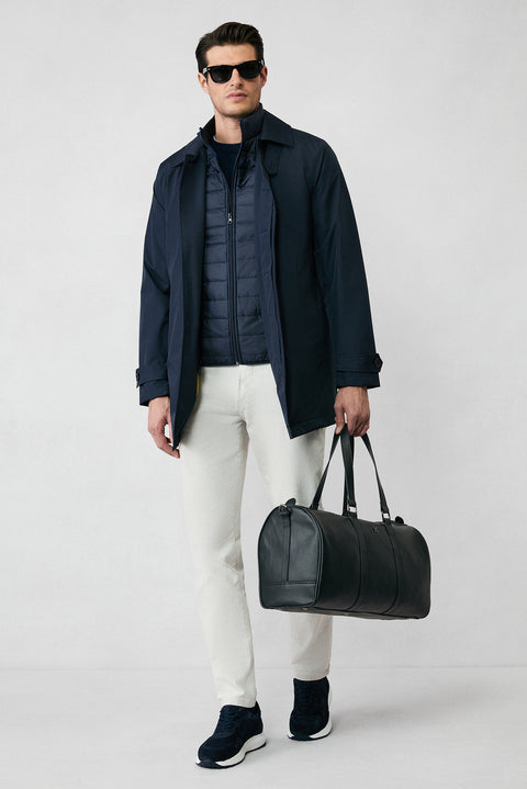 Koyu Lacivert Dik Yaka Fermuarlı Kapitone Spor Şişme Yelek