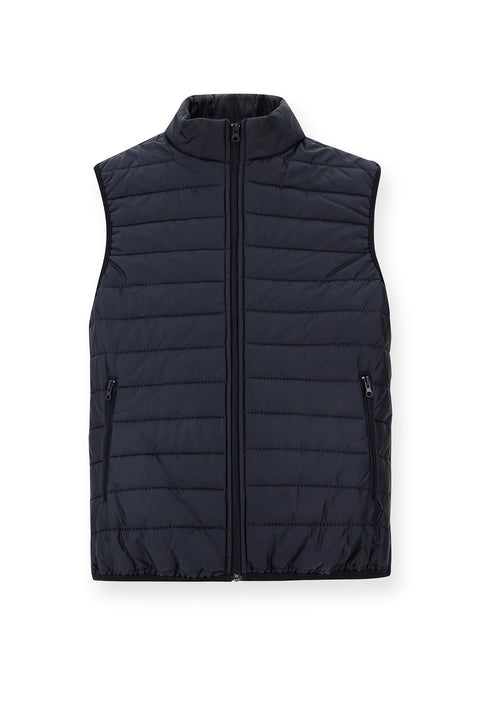 Koyu Lacivert Dik Yaka Fermuarlı Kapitone Spor Şişme Yelek