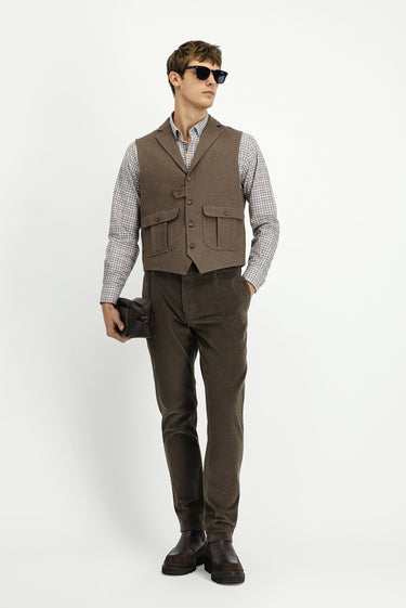  Açık Kahve  Slim Fit Dar Kesim Desenli Yünlü Yelek