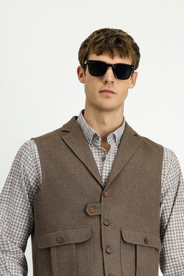  Açık Kahve  Slim Fit Dar Kesim Desenli Yünlü Yelek