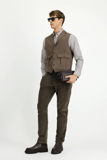  Açık Kahve  Slim Fit Dar Kesim Desenli Yünlü Yelek