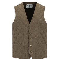 Koyu Kahve Slim Fit Dar Kesim Desenli Yünlü Yelek