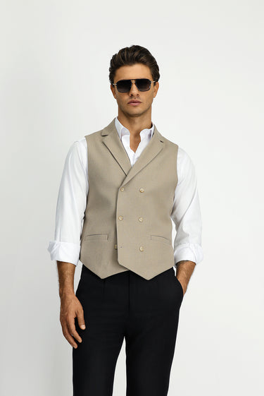 Orta Vizon Slim Fit Dar Kesim Desenli Klasik Kruvaze Yelek