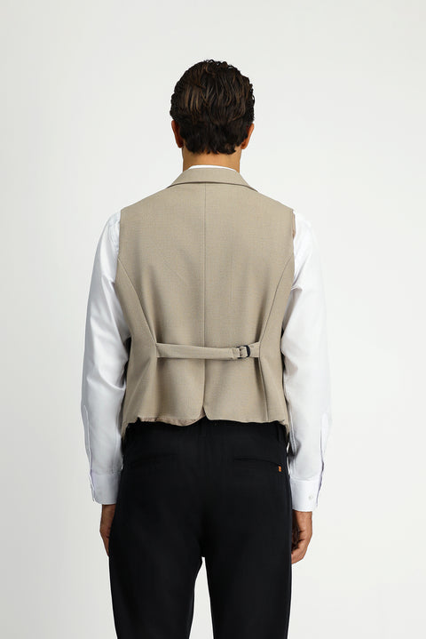 Orta Vizon Slim Fit Dar Kesim Desenli Klasik Kruvaze Yelek