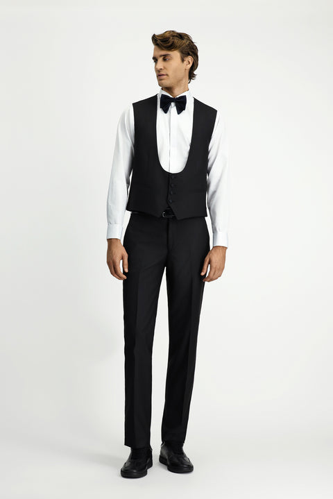 Siyah Regular Fit Klasik Smokin Yelek