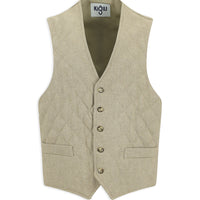 Açık Bej Slim Fit Dar Kesim Desenli Yünlü Kapitone Yelek