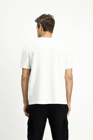  Beyaz BİSİKLET YAKA OVERSİZE LİKRALI BASKILI TİŞÖRT