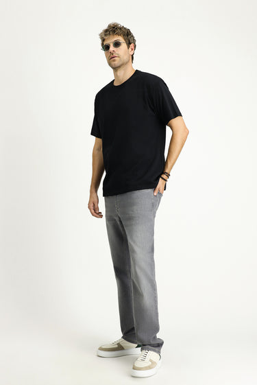 Siyah Bisiklet Yaka Oversize Süprem Pamuk Tişört