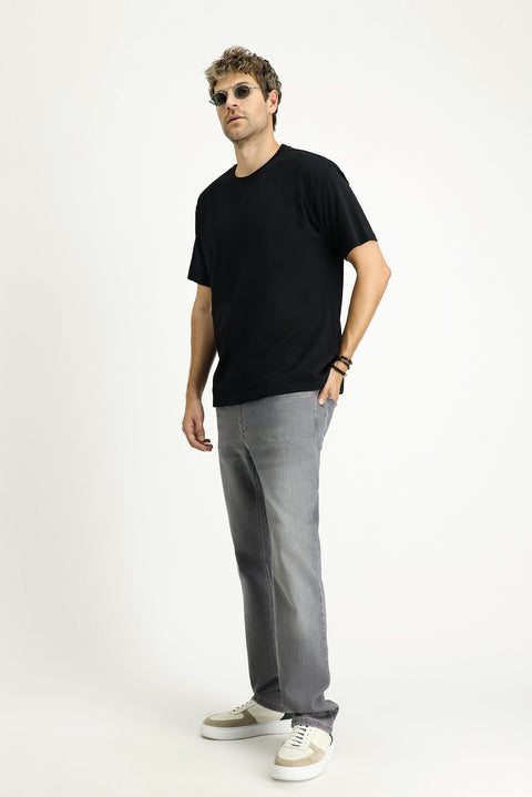 Siyah Bisiklet Yaka Oversize Süprem Pamuk Tişört