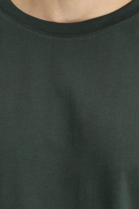 Koyu Antrasit Bisiklet Yaka Oversize Süprem Pamuk Tişört