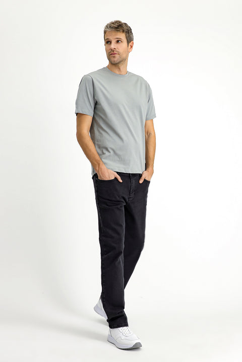 Light Grey Melange Crew Neck Regular Fit 100% Cotton T-shirt