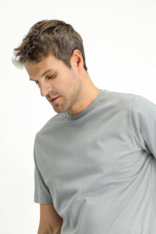  Açık Gri Melanj Bisiklet Yaka Regular Fit Süprem Pamuk Tişört