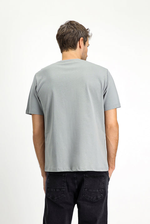 Light Grey Melange Crew Neck Regular Fit 100% Cotton T-shirt