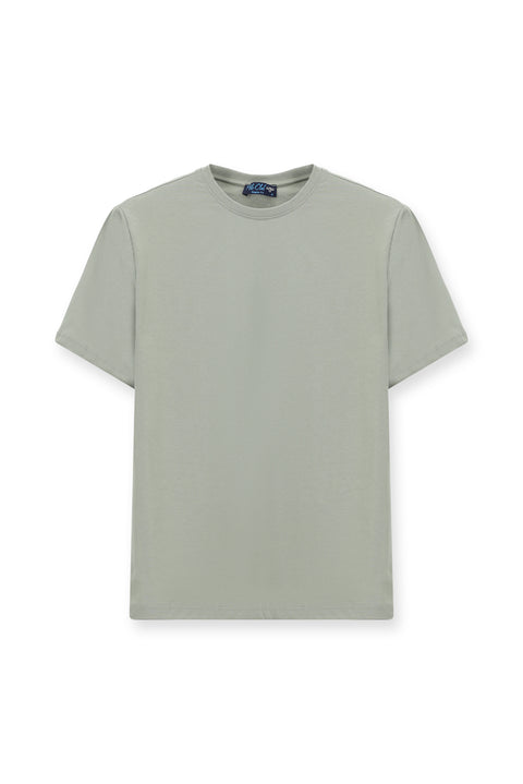 Açık Gri Melanj Bisiklet Yaka Regular Fit %100 Pamuk Tişört