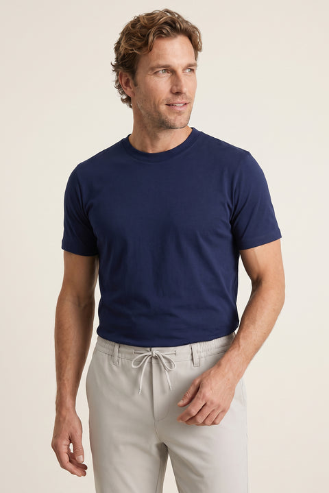 Medium Navy Crew Neck Regular Fit 100% Cotton T-shirt