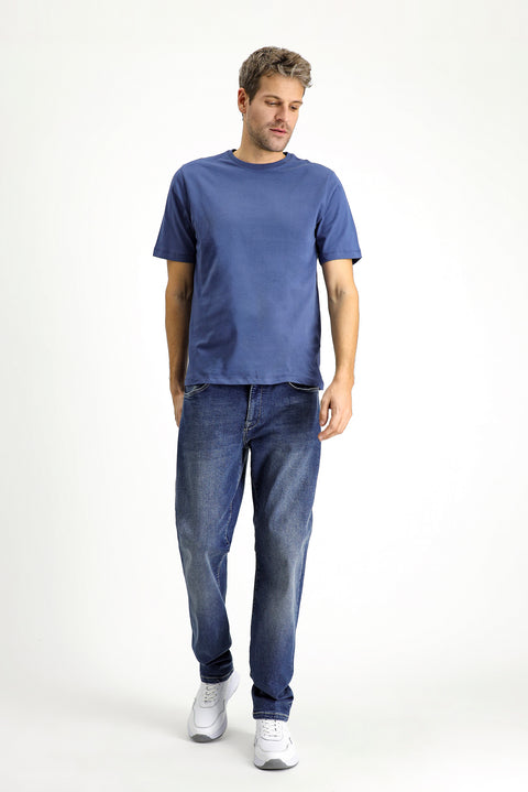İndigo Bisiklet Yaka Regular Fit %100 Pamuk Tişört
