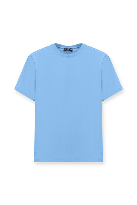 Blue Crew Neck Regular Fit 100% Cotton Supreme Basic T-Shirt