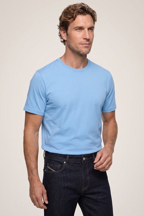 Blue Crew Neck Regular Fit 100% Cotton Supreme Basic T-Shirt