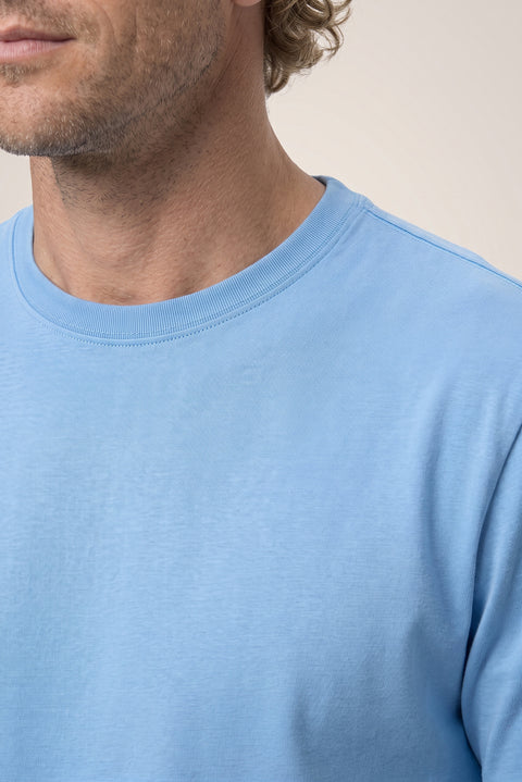 Blue Crew Neck Regular Fit 100% Cotton Supreme Basic T-Shirt