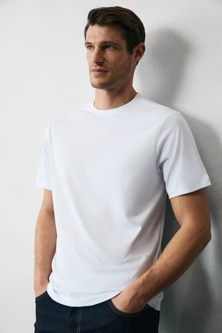  Beyaz Bisiklet Yaka Regular Fit %100 Pamuk Tişört