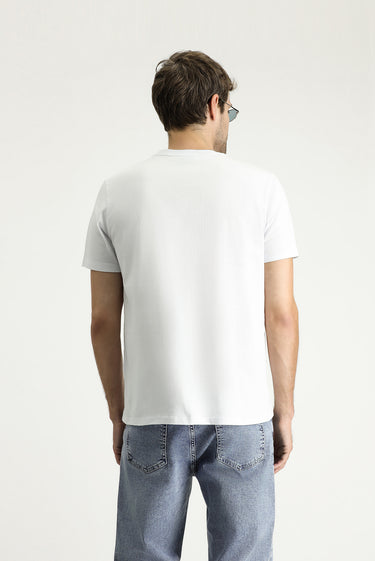 Beyaz Bisiklet Yaka Regular Fit Süprem Pamuk Tişört