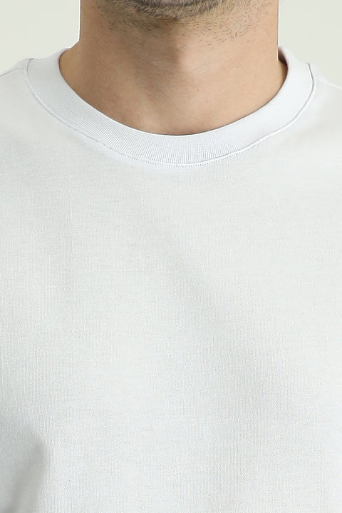 Beyaz Bisiklet Yaka Regular Fit %100 Pamuk Tişört