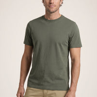 Medium Khaki Crew Neck Regular Fit 100% Cotton T-shirt