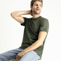 Orta Haki Bisiklet Yaka Regular Fit %100 Pamuk Tişört