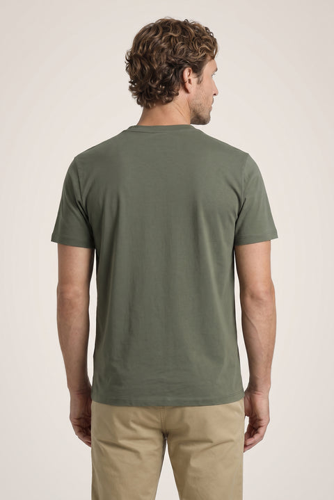 Medium Khaki Crew Neck Regular Fit 100% Cotton T-shirt