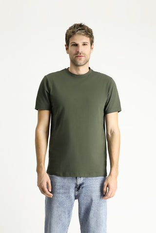  Orta Haki Bisiklet Yaka Regular Fit Süprem Pamuk Tişört