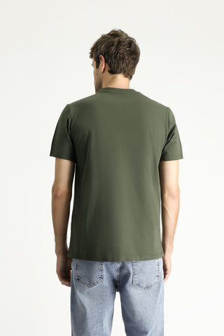  Orta Haki Bisiklet Yaka Regular Fit Süprem Pamuk Tişört