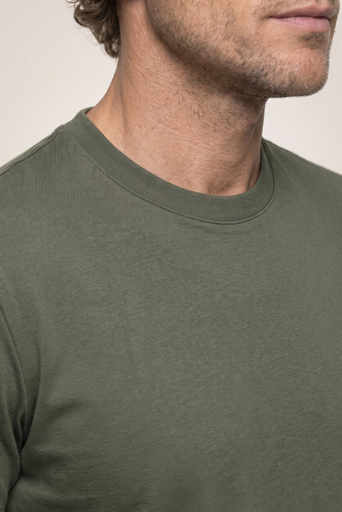Medium Khaki Crew Neck Regular Fit 100% Cotton T-shirt