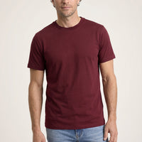 Koyu Bordo Bisiklet Yaka Regular Fit %100 Pamuk Süprem Basic Tişört