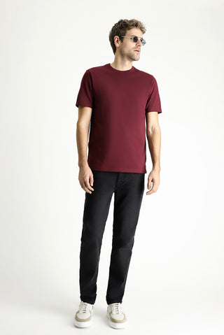  Koyu Bordo Bisiklet Yaka Regular Fit Süprem Pamuk Tişört