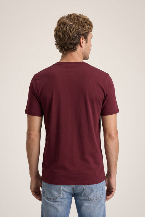 Koyu Bordo Bisiklet Yaka Regular Fit %100 Pamuk Süprem Basic Tişört