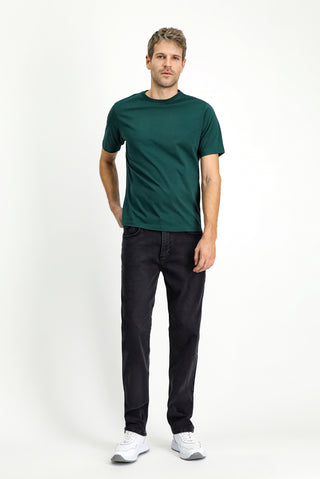  Koyu Yeşil Bisiklet Yaka Regular Fit Süprem Pamuk Tişört