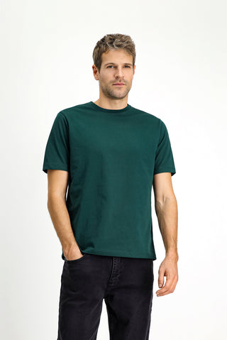  Koyu Yeşil Bisiklet Yaka Regular Fit Süprem Pamuk Tişört