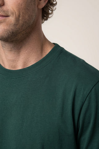  Koyu Yeşil Bisiklet Yaka Regular Fit %100 Pamuk Süprem Basic Tişört
