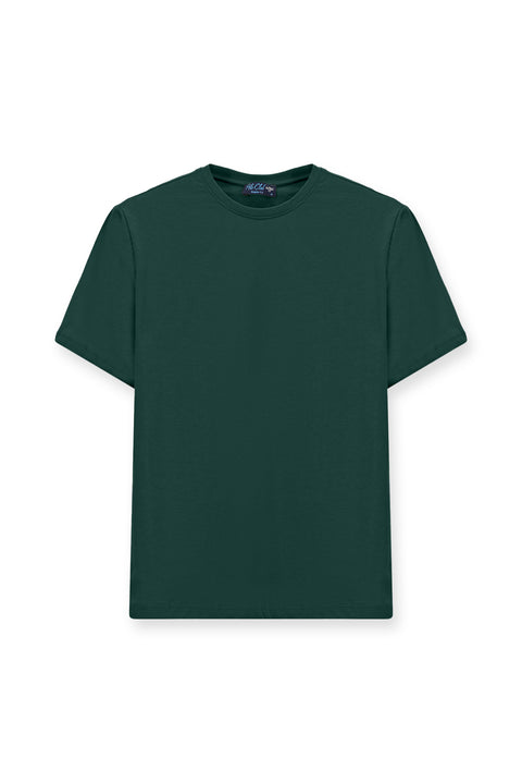 Koyu Yeşil Bisiklet Yaka Regular Fit %100 Pamuk Tişört