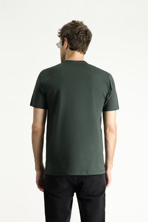 Koyu Antrasit Bisiklet Yaka Regular Fit %100 Pamuk Tişört