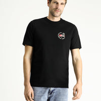 Siyah Bisiklet Yaka Regular Fit Baskılı Süprem Pamuk Tişört