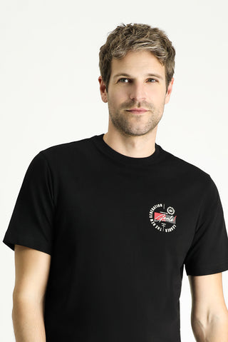  Siyah Bisiklet Yaka Regular Fit Baskılı Süprem Pamuk Tişört