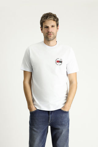  Beyaz Bisiklet Yaka Regular Fit Baskılı Süprem Pamuk Tişört