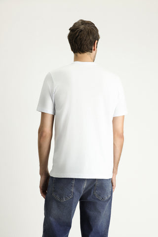  Beyaz Bisiklet Yaka Regular Fit Baskılı Süprem Pamuk Tişört